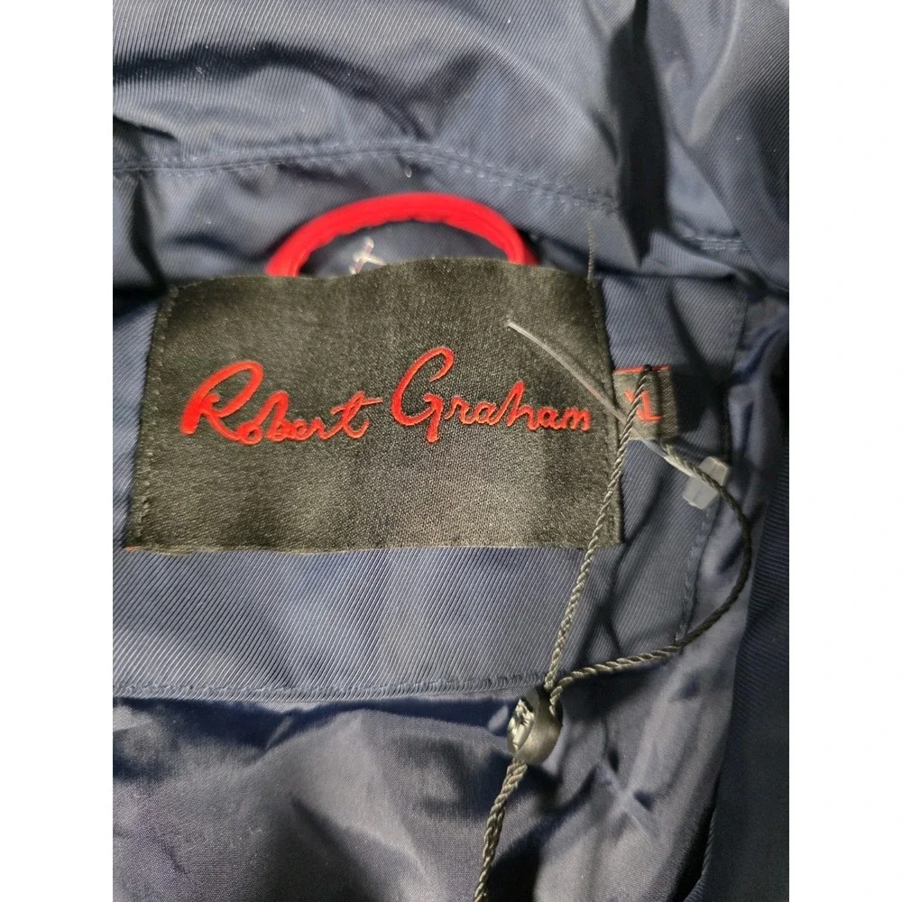 NWT Robert Graham Midweight Quilted Puffer Field Jacket  XL Navy Blue Snap Front